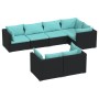 Gartenmöbel- und Kissenset, 7-teilig, schwarzes synthetisches Rattan von vidaXL, Gartensets - Ref: Foro24-3102473, Preis: 713...