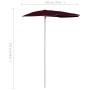 Sombrilla de jardín semicircular con palo burdeos rojo 180x90cm