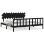 Bed frame with black solid wood headboard 200x200 cm by vidaXL, Beds and slatted bases - Ref: Foro24-3193490, Price: 210,27 €...