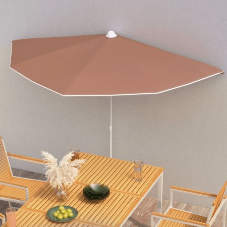 Sombrilla de jardín semicircular con palo terracota 180x90 cm