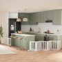 Puerta para perros plegable 9 paneles madera álamo blanca 450cm