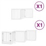Puerta para perros plegable 9 paneles madera álamo blanca 450cm