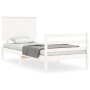 White solid wood bed frame with headboard 100x200 cm by vidaXL, Beds and slatted bases - Ref: Foro24-3195212, Price: 121,56 €...