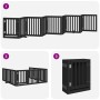 Puerta para perros plegable 9 paneles madera álamo negra 450 cm