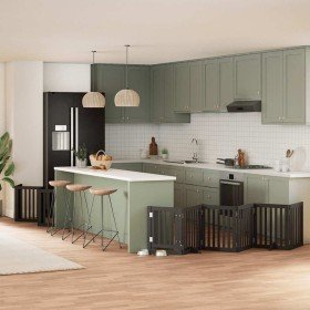 Puerta de perros plegable 12 paneles madera álamo negra 600 cm