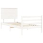 Weißer Massivholzbettrahmen mit Kopfteil 100x200 cm von vidaXL, Betten und Lattenroste - Ref: Foro24-3195212, Preis: 121,56 €...