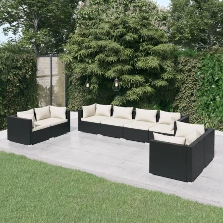 8-teiliges Gartenmöbel-Set und schwarze synthetische Rattankissen von vidaXL, Gartensets - Ref: Foro24-3102279, Preis: 905,85...