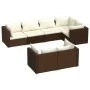 7-teiliges Gartenmöbel-Set und braune synthetische Rattankissen von vidaXL, Gartensets - Ref: Foro24-3102474, Preis: 635,40 €...