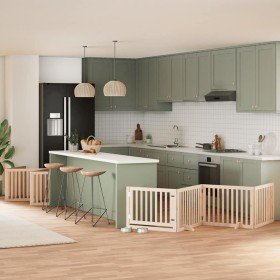 Puerta para perros plegable 12 paneles madera de álamo 960 cm