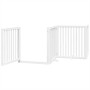 Puerta de perros plegable 8 paneles madera álamo blanca 640 cm