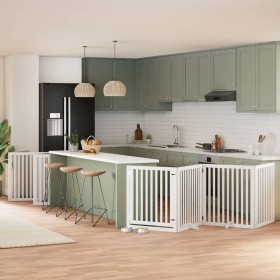Puerta de perros plegable 10 paneles madera álamo blanca 800 cm