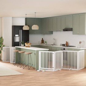 Puerta de perros plegable 10 paneles madera álamo blanca 800 cm