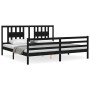 Bed frame with black solid wood headboard 200x200 cm by vidaXL, Beds and slatted bases - Ref: Foro24-3194595, Price: 174,91 €...