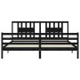 Bed frame with black solid wood headboard 200x200 cm by vidaXL, Beds and slatted bases - Ref: Foro24-3194595, Price: 174,91 €...