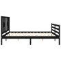 Bed frame with black solid wood headboard 200x200 cm by vidaXL, Beds and slatted bases - Ref: Foro24-3194595, Price: 174,91 €...