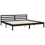 Bed frame with black solid wood headboard 200x200 cm by vidaXL, Beds and slatted bases - Ref: Foro24-3194595, Price: 174,91 €...
