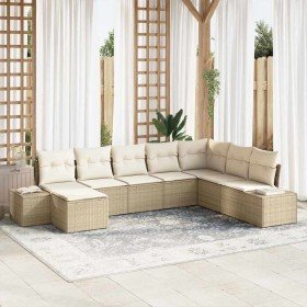 Conjunto de sofá de jardín 8 pcs Beige 319 x 209 x 85 cm