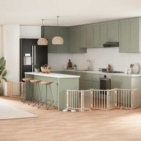 Puerta para perros plegable 9 paneles madera de álamo 450 cm Puerta para perros plegable 9 paneles madera de álamo 450 cm