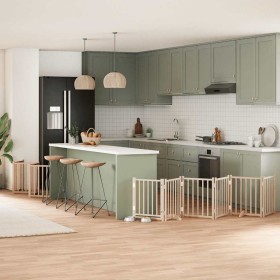 Puerta para perros plegable 15 paneles madera de álamo 750 cm