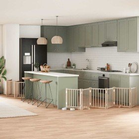 Puerta para perros plegable 15 paneles madera de álamo 750 cm