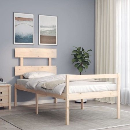 Cama para personas mayores con cabecero madera maciza 90x200 cm de vidaXL, Camas y somieres - Ref: Foro24-3195336, Precio: 11...