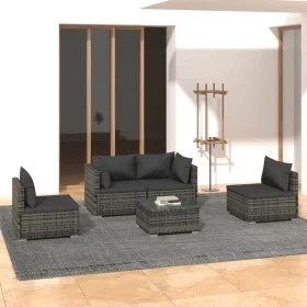 5-teiliges Gartenmöbel-Set und graue synthetische Rattankissen von vidaXL, Gartensets - Ref: Foro24-3102181, Preis: 485,09 €,...