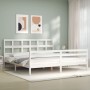 Weißer Massivholzbettrahmen mit Kopfteil 200x200 cm von vidaXL, Betten und Lattenroste - Ref: Foro24-3194852, Preis: 157,65 €...
