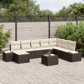 Conjunto de sofá de jardín 9 pcs 319 x 209 x 85 cm Poliratán