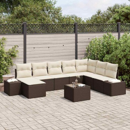 Conjunto de sofá de jardín 9 pcs 319 x 209 x 85 cm Poliratán