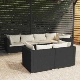 Garden furniture and cushions set 7 pieces black synthetic rattan by vidaXL, Garden sets - Ref: Foro24-3102471, Price: 662,80...