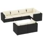 Gartenmöbel- und Kissenset, 7-teilig, schwarzes synthetisches Rattan von vidaXL, Gartensets - Ref: Foro24-3102471, Preis: 660...