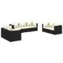 Set de muebles de jardín 7 pzas y cojines ratán sintético negro de vidaXL, Conjuntos de jardín - Ref: Foro24-3102263, Precio:...