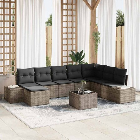 Conjunto de sofá de jardín 9 pcs 319 x 209 x 85 cm Poliratán