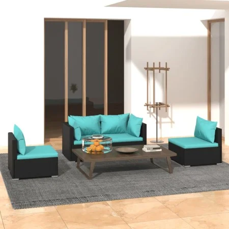 4-piece garden furniture set and black synthetic rattan cushions by vidaXL, Garden sets - Ref: Foro24-3102169, Price: 402,98 ...