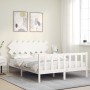 Weißer Massivholzbettrahmen mit Kopfteil 140x200 cm von vidaXL, Betten und Lattenroste - Ref: Foro24-3193467, Preis: 133,44 €...