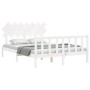 Weißer Massivholzbettrahmen mit Kopfteil 140x200 cm von vidaXL, Betten und Lattenroste - Ref: Foro24-3193467, Preis: 133,44 €...