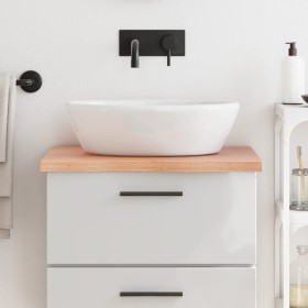 Encimera baño madera maciza tratada marrón claro 60x60x(2-4) cm