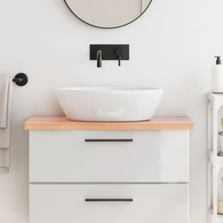 Encimera baño madera maciza tratada marrón claro 80x40x(2-4) cm