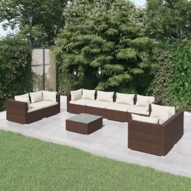 Garden furniture set 9 pieces with brown synthetic rattan cushions by vidaXL, Garden sets - Ref: Foro24-3102290, Price: 885,6...