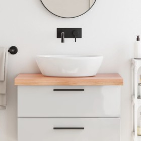 Encimera baño madera maciza tratada marrón claro 80x60x(2-6) cm