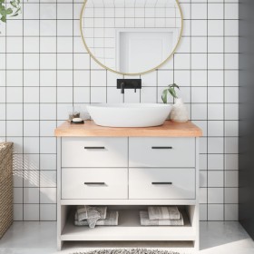 Encimera baño madera maciza tratada marrón claro 100x40x(2-6)cm