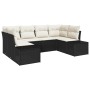 Conjunto de sofá de jardín con cojín 6 pcs Negro Poliratán