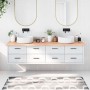 Encimera baño madera maciza tratada marrón claro 200x60x(2-4)cm