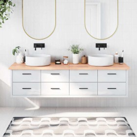 Encimera baño madera maciza tratada marrón claro 200x60x(2-4)cm