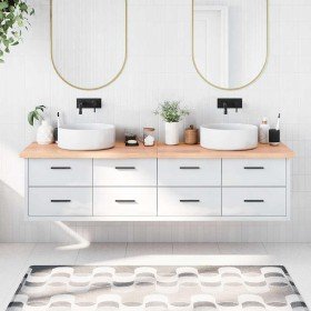 Encimera baño madera maciza tratada marrón claro 200x60x(2-4)cm