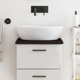 Encimera baño madera maciza tratada marrón oscuro 40x30x2 cm