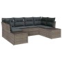 Conjunto de sofá de jardín con cojín 6 pcs Gris Poliratán
