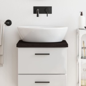 Encimera baño madera maciza tratada marrón oscuro 40x30x(2-4)cm