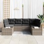 Conjunto de sofá de jardín con cojín 6 pcs Gris Poliratán