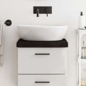 Encimera de baño madera tratada marrón oscuro 40x40x(2-6) cm